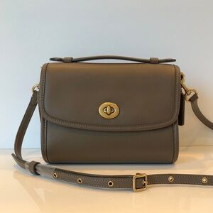 NWT Coach Originals C3486 Glovetanned Leather Kip Turnlock Crossbody-Dark Stone